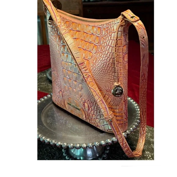 SOLD!! Brahmin Katie Melbourne Leather Crossbody Bag In Apricot Rose w/COA - Picture 5 of 11